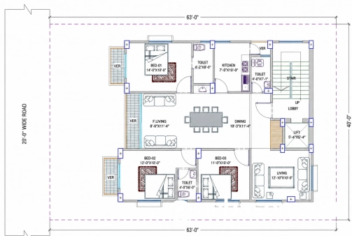  1650 Sqft,   Flat for sale in  Aftab Nagar