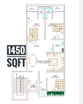  1450 sqft,  3 Bedroom   Flat for sale in Katashur  Mohammadpur